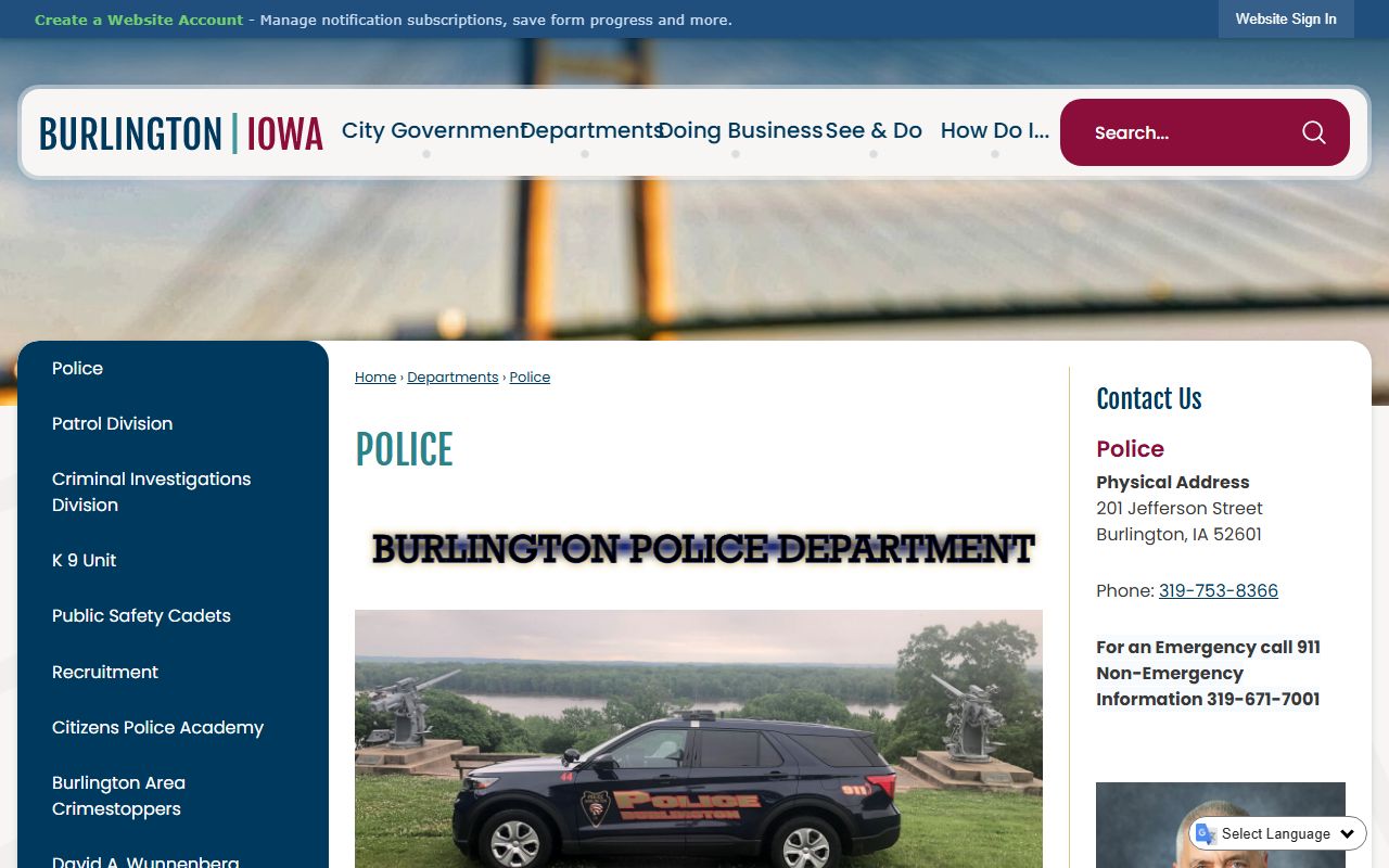 Burlington Police arrest log source for Des Moines County inmate records